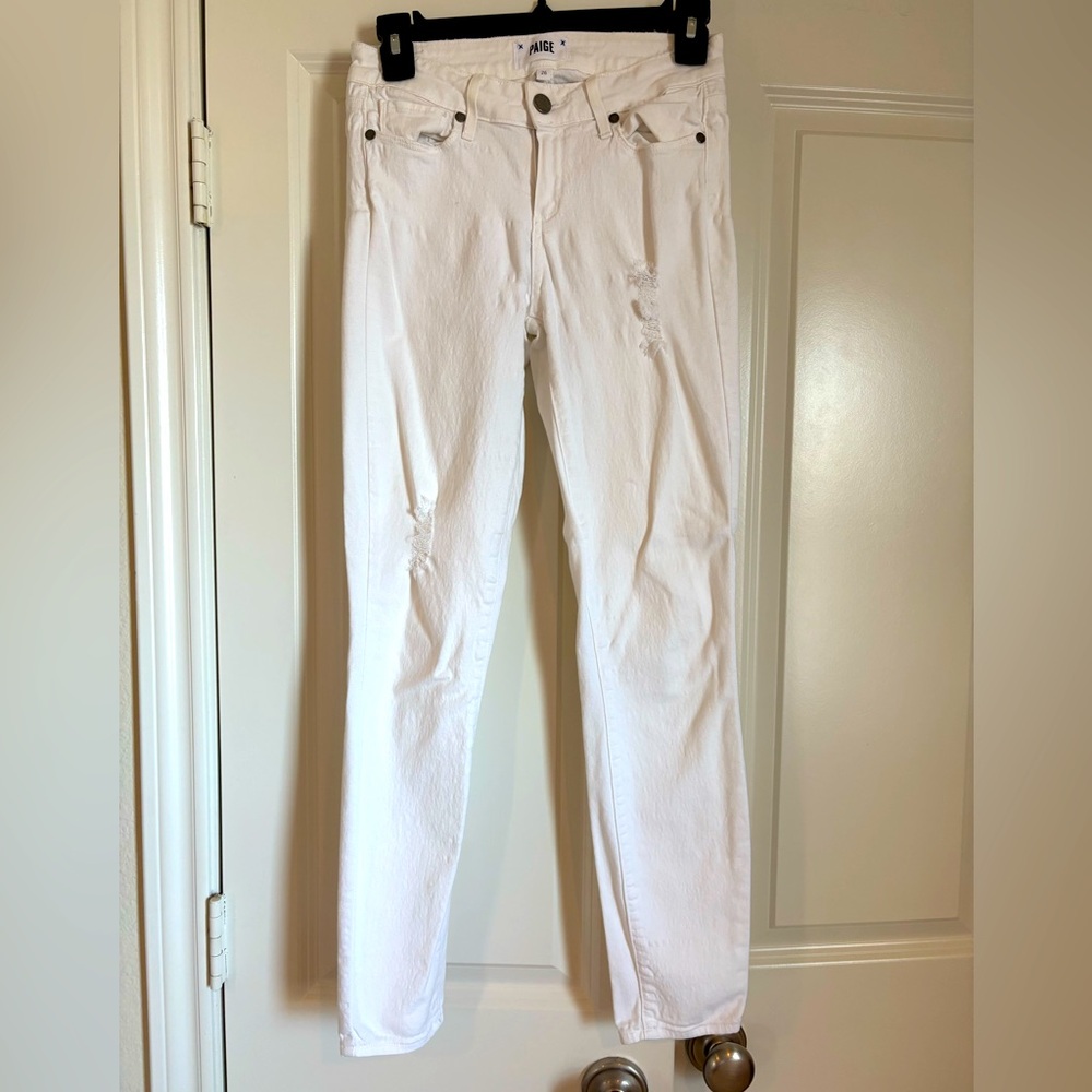 Paige white jeans with holes skinny